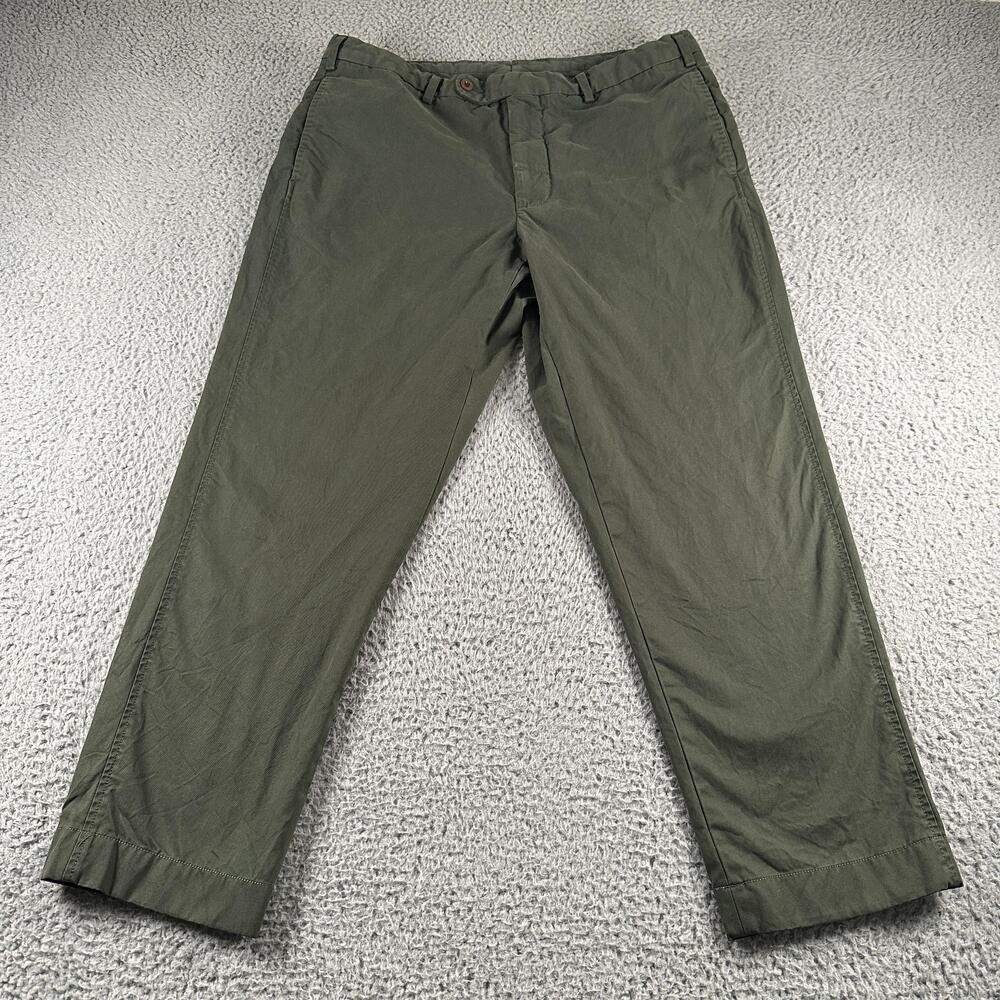 Sid Mashburn Pants Mens 36 Green Cotton Twill Chino Flat Front Straight Casual